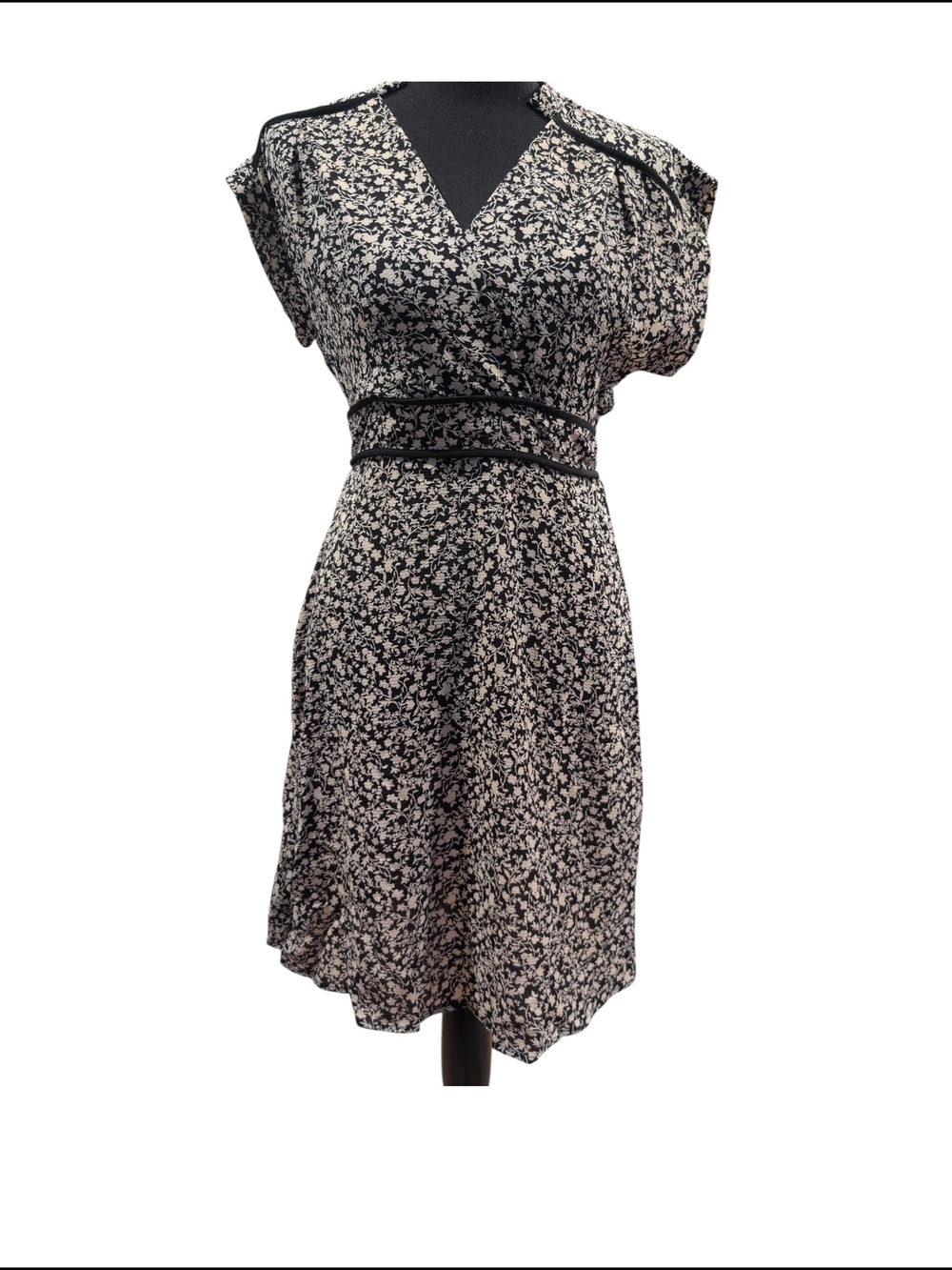 Monteau Los Angeles Black White Floral Fit & Flare Dress Size S